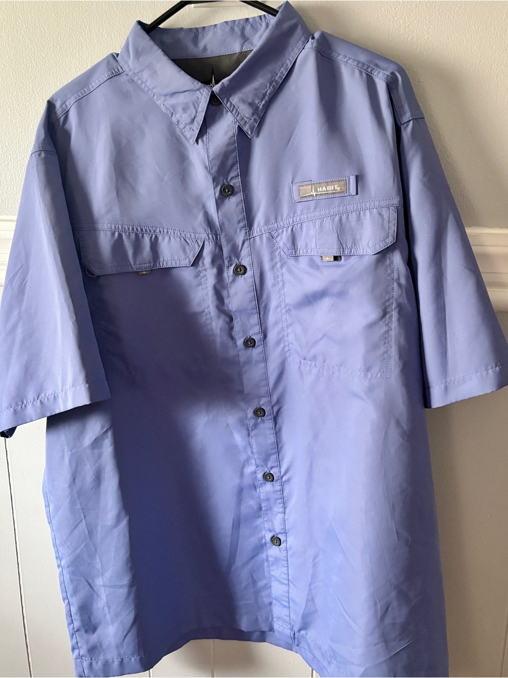 Habit Light Blue Short Sleeve Button Shirt 40 UPF